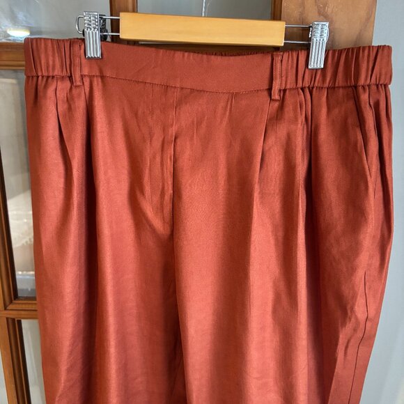 Express Women Linen Ankle High Rise pants. SZ: Large/ Burnt Orange color - Picture 3 of 12